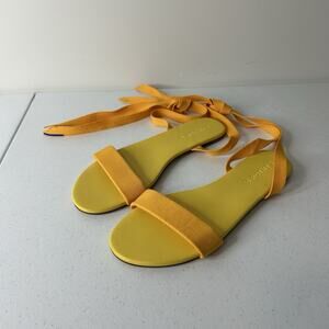 Rothys The Wrap Sandals Womens 10 Yellow Ankle Tie Roman Lace Shoes Flats